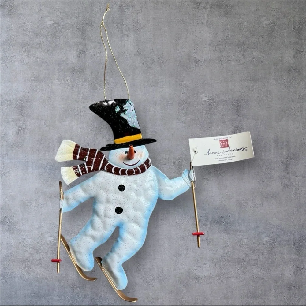 Vintage Home Interiors Metal Snowman Ornament - NWT